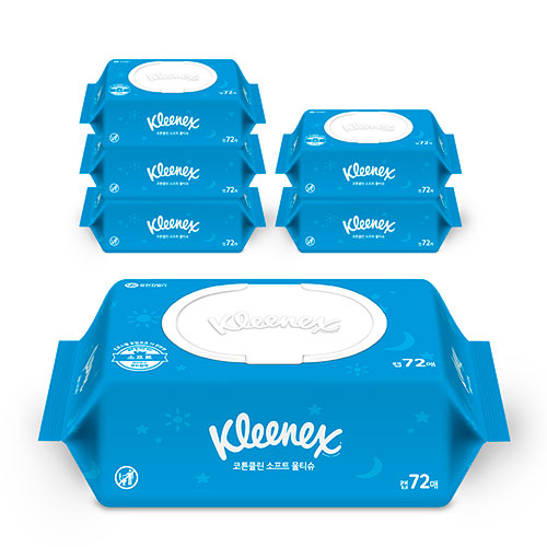 크리넥스 코튼클린 물티슈 오리지널 캡형 72매 X 6개입